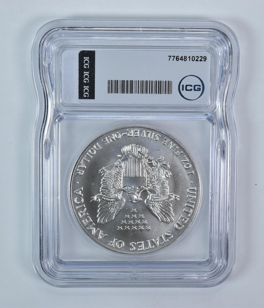 1992 American Silver Eagle Mint Error Struck Thru Authentic ICG