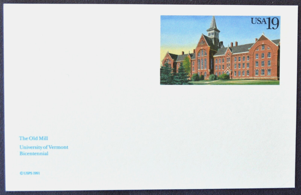 1991 US Sc #UX159 postal card, 19 cent, mint, sharp corners, excellent condition