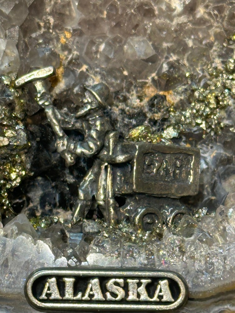 Geode Sculpture ALASKA Gold Mining scene