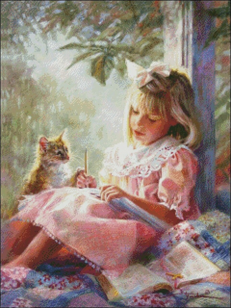 Chart Needlework Crafts DIY - Counted Cross Stitch Patterns - Young Reader