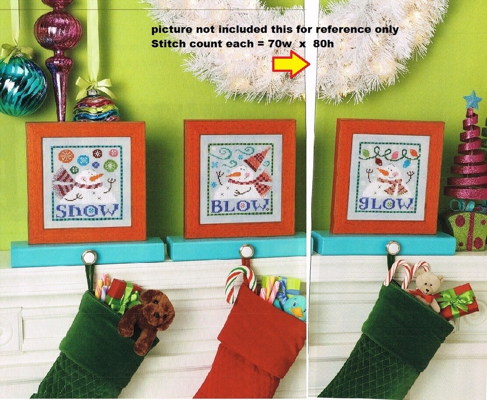 SNOWMEN GLOW,BLOW,SNOW CROSS STITCH PATTERN ONLY #954