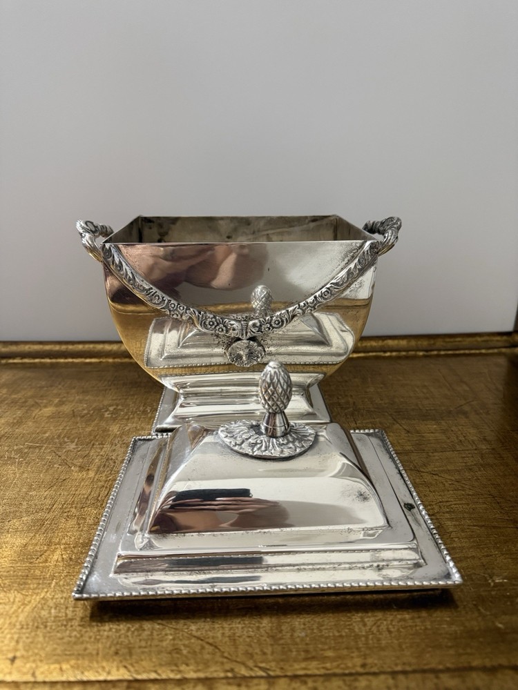 Decorative Only Silver Plate Tea Candy Jar