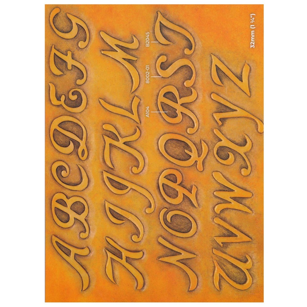 1-1/4" Cursive Alphabet Reusable Leather Tooling Pattern MakerAid® 78904-37-IV