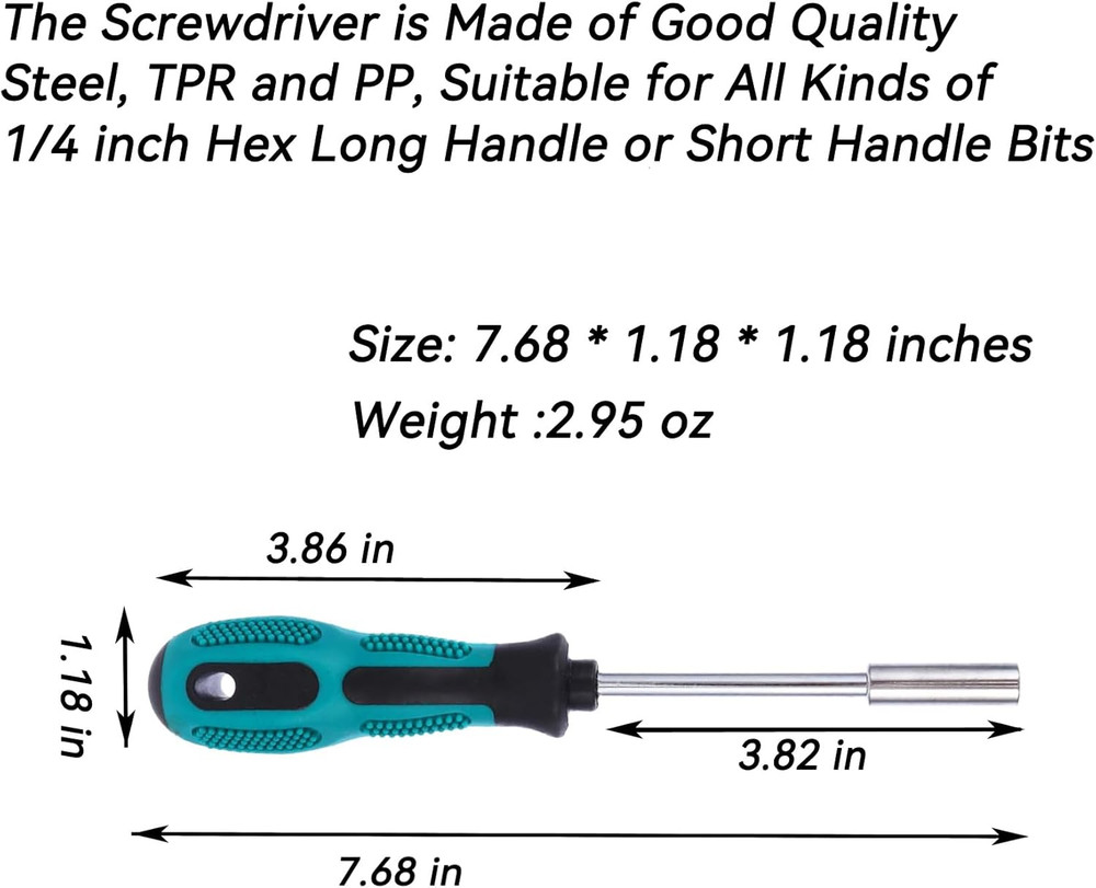 Bit Driver Handle,2 Pieces 1/4 Inch Bit Driver Magnetic Screwdriver Bit Driver,6