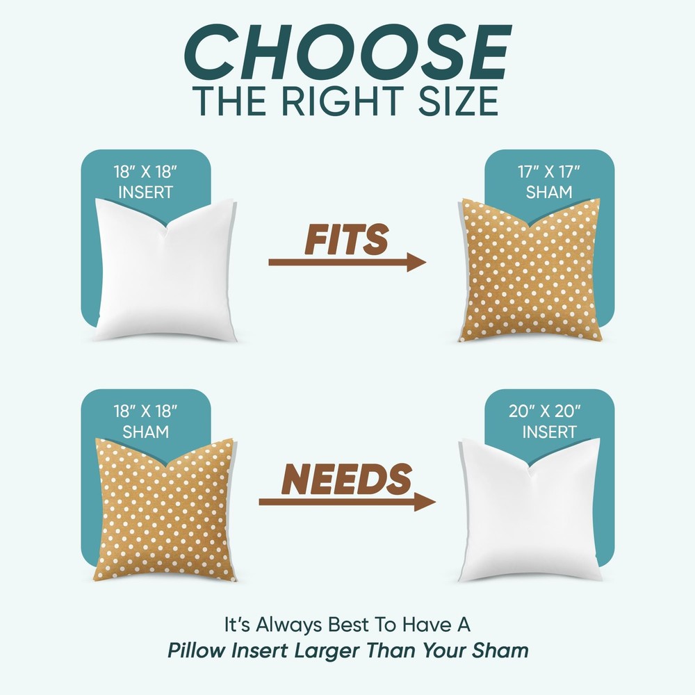 Synthetic Down Pillow Insert - 18x18 Down Alternative, Ultra Soft Throw Pillo...