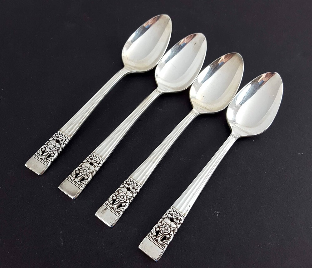 Oneida CORONATION 4 Teaspoons 6-1/8" Community Silverplate Flatware 1936