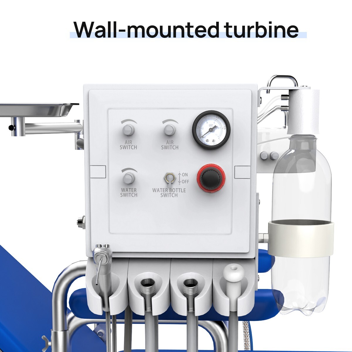 Silla plegable móvil dental portátil+unidad de turbina+lámpara LED+bandeja