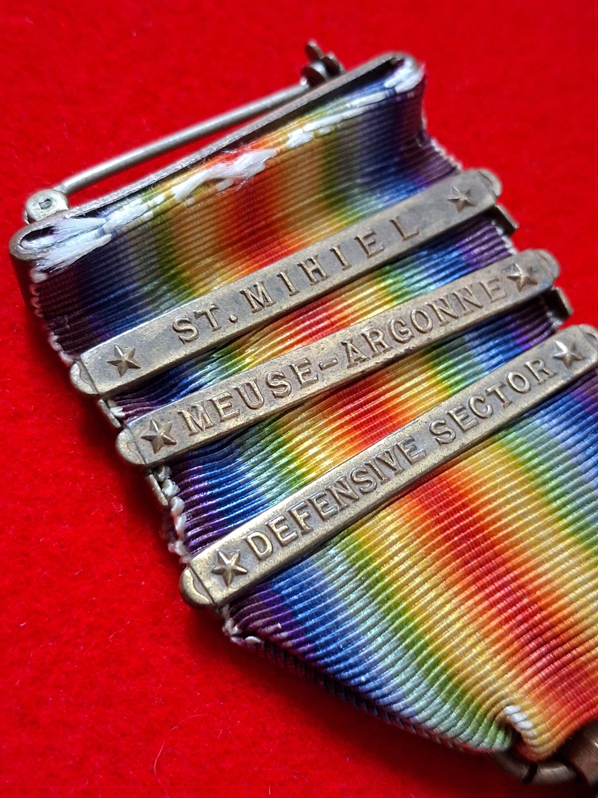 Original WW1 US Victory Medal 3 Clasps St. Mihiel Meuse-Argonne WWI Army 1918