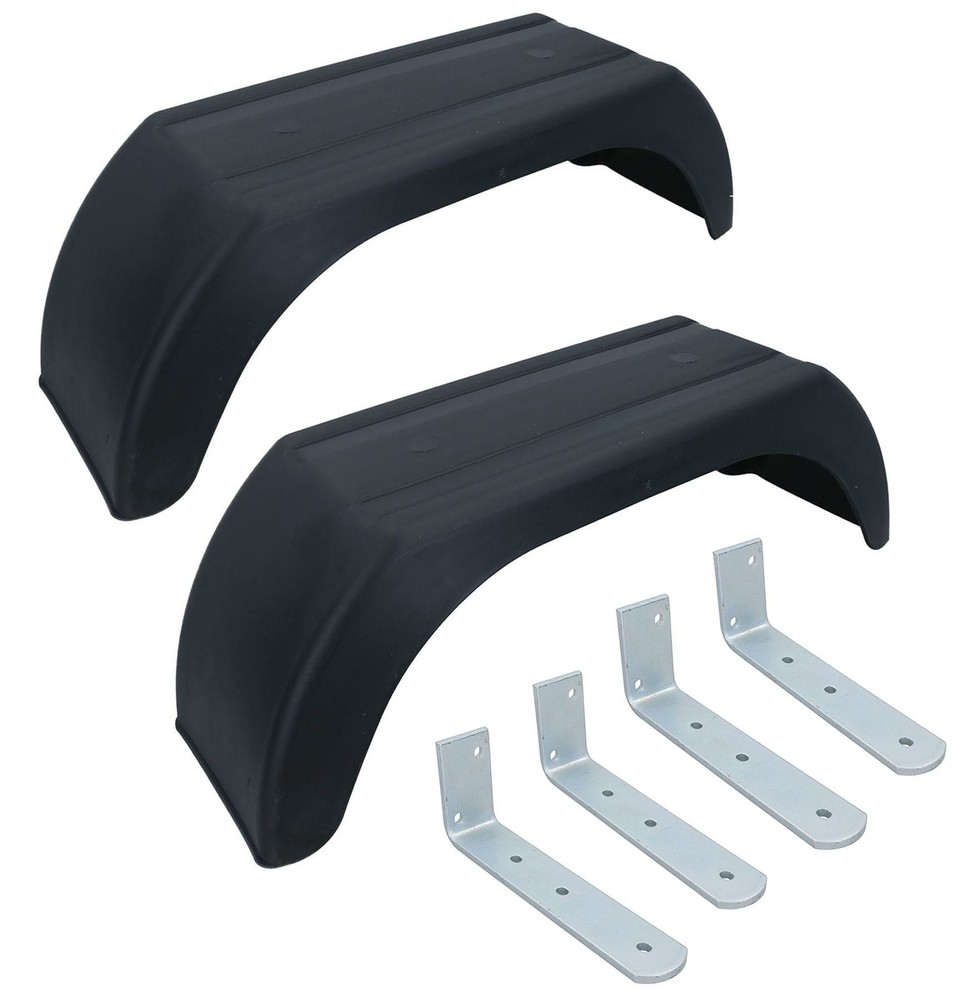 8" Plastic Mudguards Fender (Pair) Offset Fit & Mud Guard Angle (LARGE) Bracket