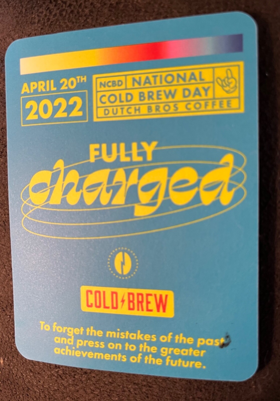 Dutch Bros Coffee Sticker National Cold Brew Day Holographic Blue 2022