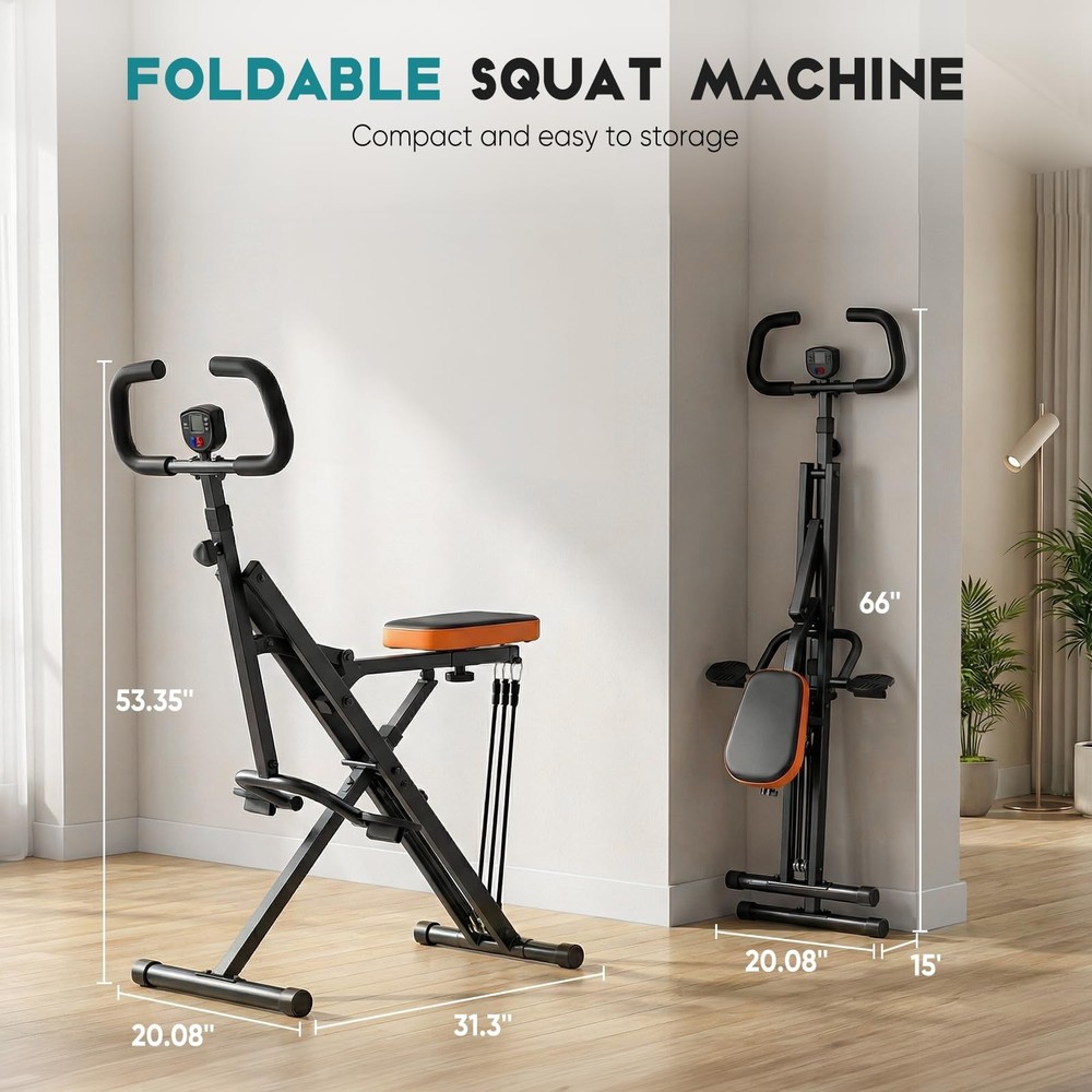 Home Deep Squat Machine,Foldable,Adjustable Resistance Glutes Trainer Exercise
