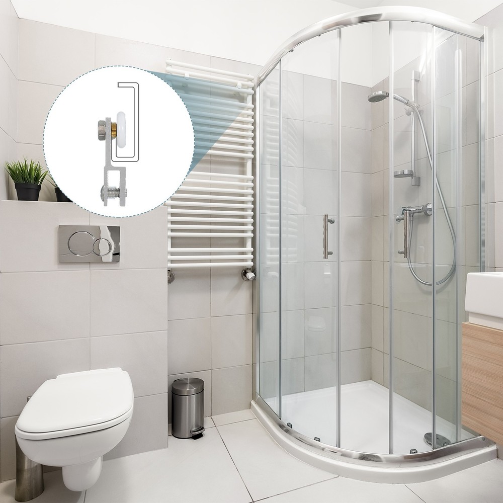 2Pcs 26mm Diameter Frameless Sliding Shower Door Roller Replacement Silver