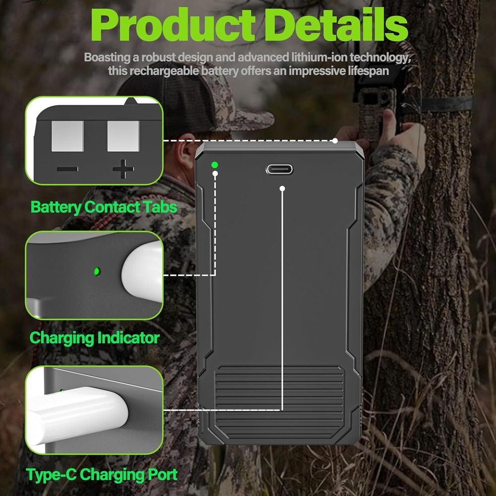 2-Pack Rechargeable LIT-22 Battery Compatible with Trail Camera Flex-Plus Flex-S