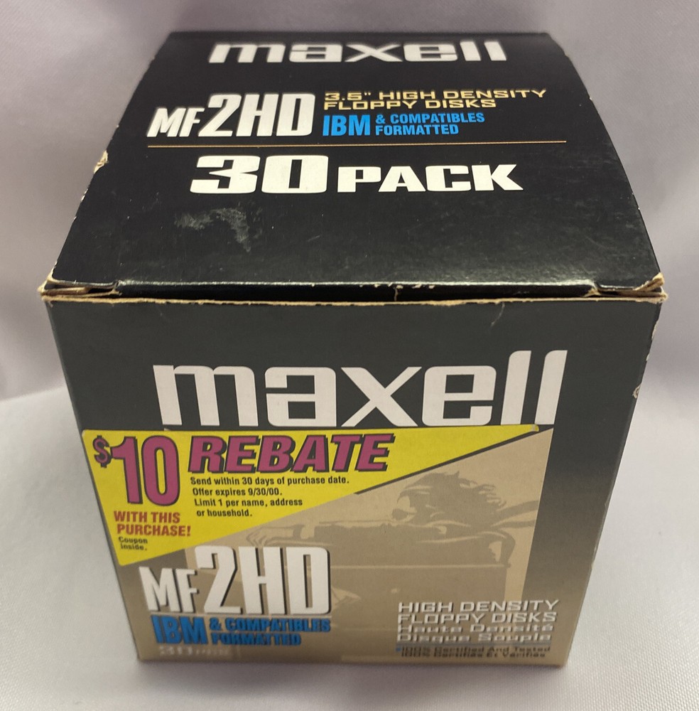 NEW MAXELL Floppy Diskettes 3.5" 1.44MB MF 2HD PC Formatted 30 Pack  missing 8