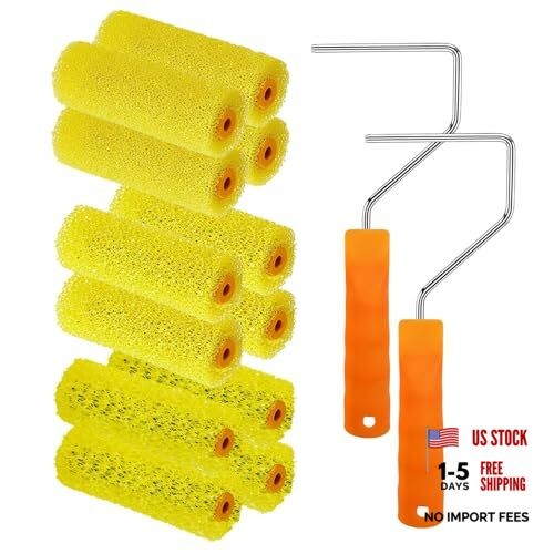 12 Pcs Textured Paint Roller Covers with 2 Frames Set, 4 4",4S+4M+4L+2Frame