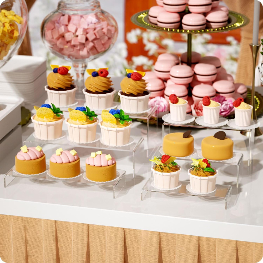Acrylic Display Riser, 3 Pcs 9" Large Acrylic Risers, Clear Rectangular Stands f