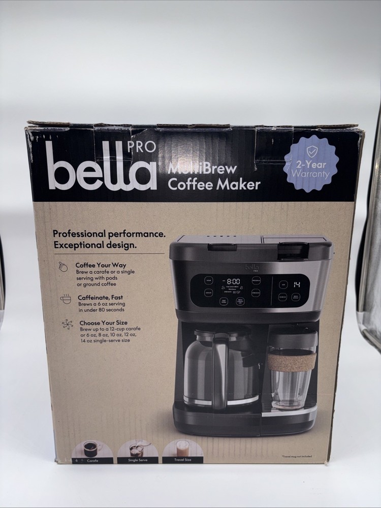 bella PRO  MultiBrew 12-Cup Drip & Single-Serve Coffee Maker - Black Stainless