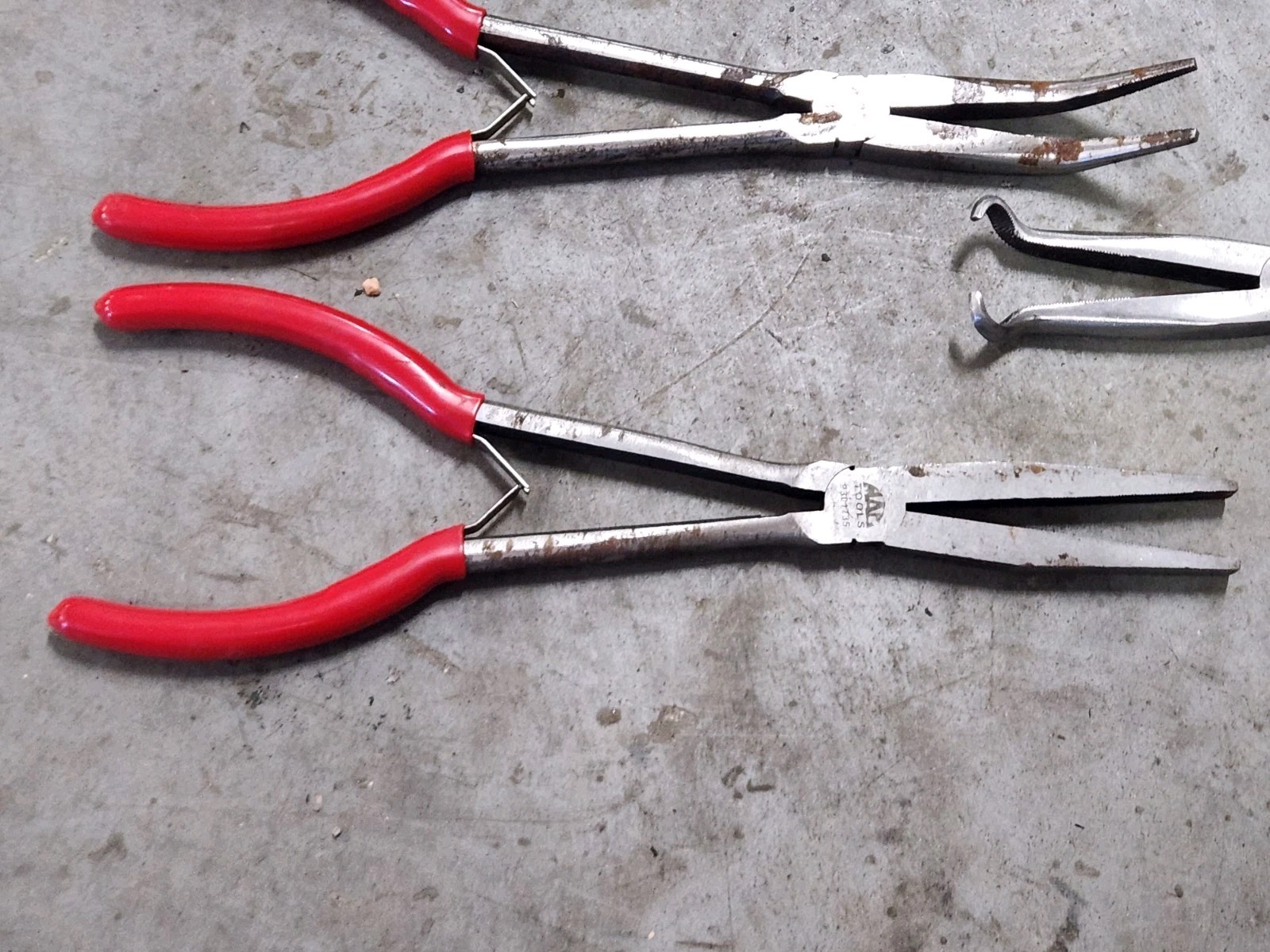 Lot 9 MATCO Mac PLIERS Cutters Needle HOSE CLAMP LONG REACH Green Red USED