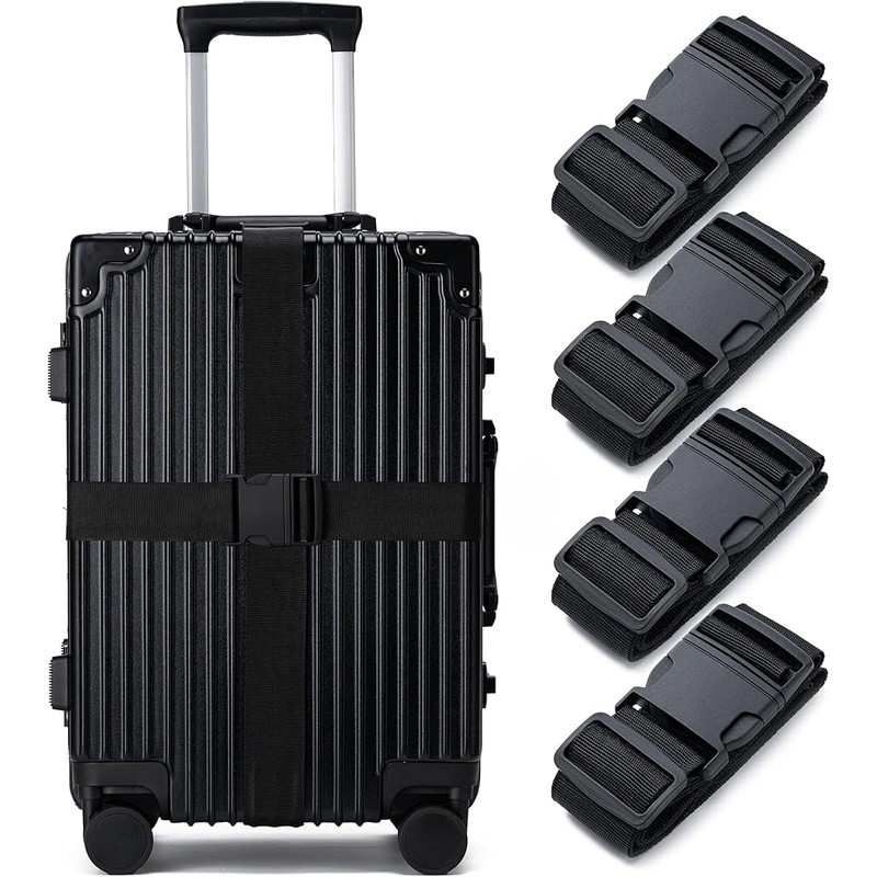Durable Luggage Straps Travel Essentials Adjustable Baggage Security 4 PCS Set
