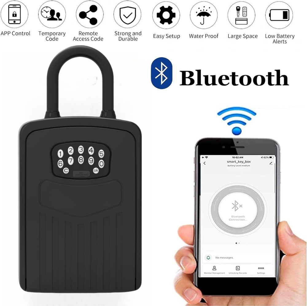 Smart Digital Lock Box for Key, APP Control Bluetooth Wireless Key Lock Box W...