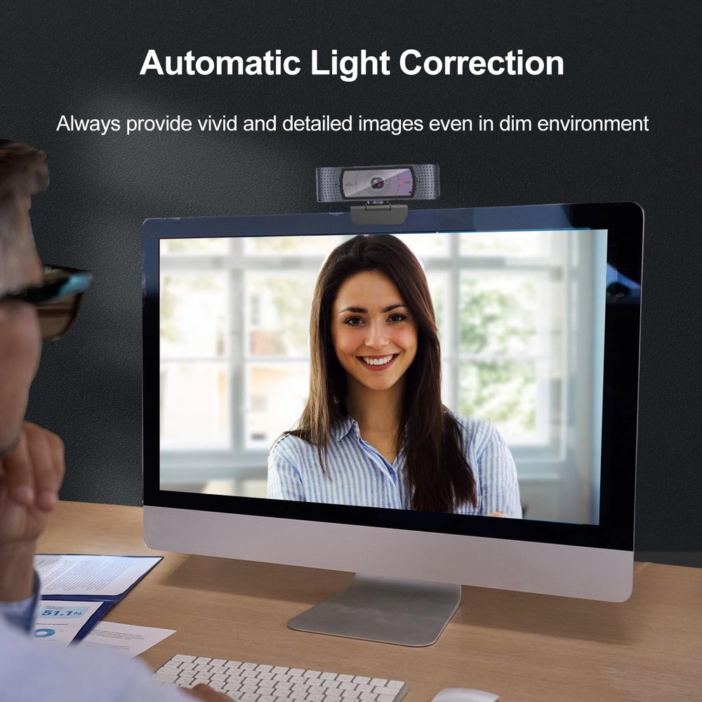 1080P HD Webcam with Microphone, Computer Camera, 2 Mics, USB Type-A & A-to-C...
