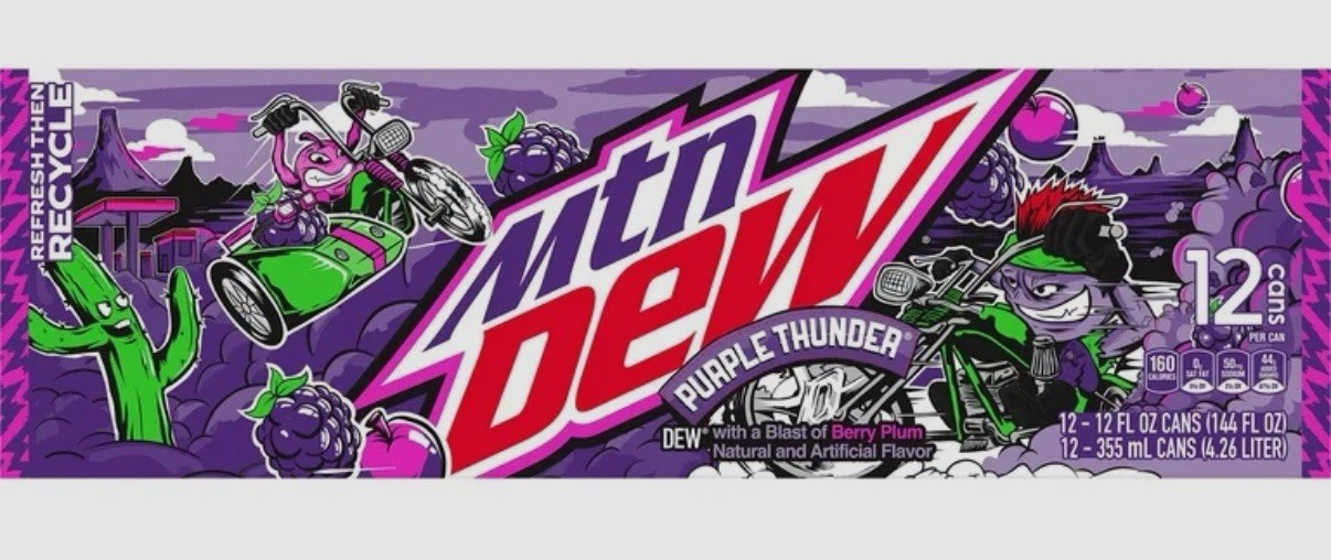 Mountain Dew Purple Thunder Soda 12 x 12 fl oz FREE SHIPPING!! 12/25 BBD