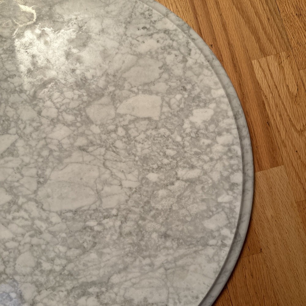 Vintage Solid Replacement 24” Marble Table Top (Italy) White & Gray Veining