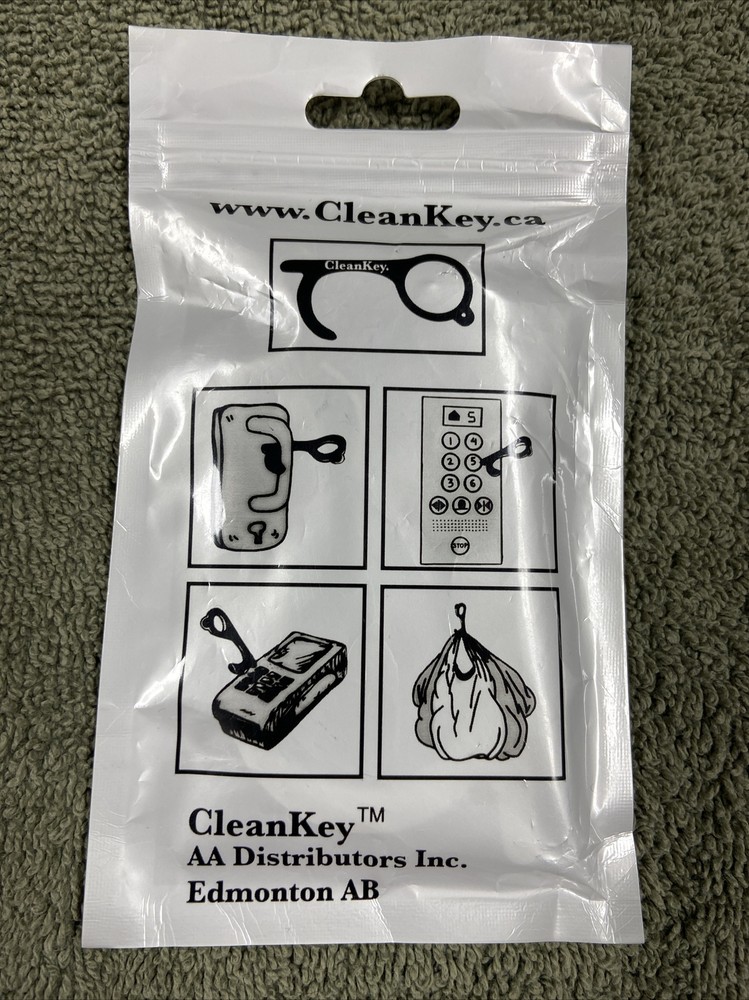 Silver PPE CleanKey 3.5" Long & Keychain Contactless No Touch Multi Use Keyring