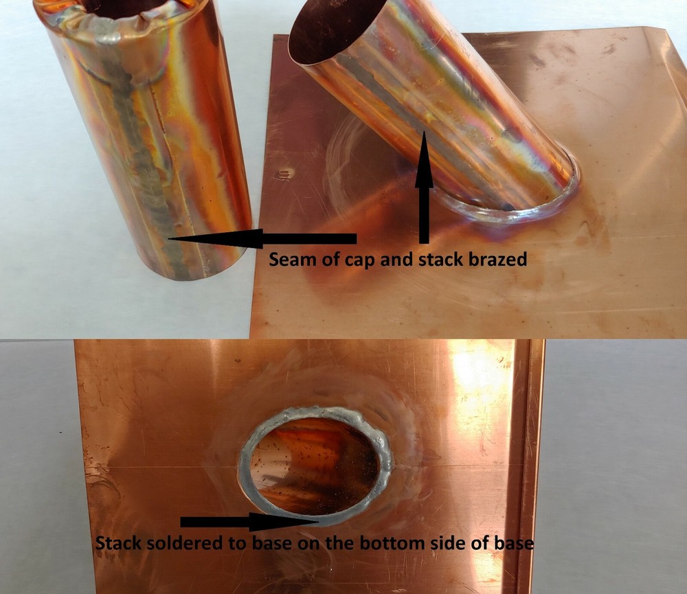 COPPER ROOF JACK VENT STACK for PVC plumbing pipe