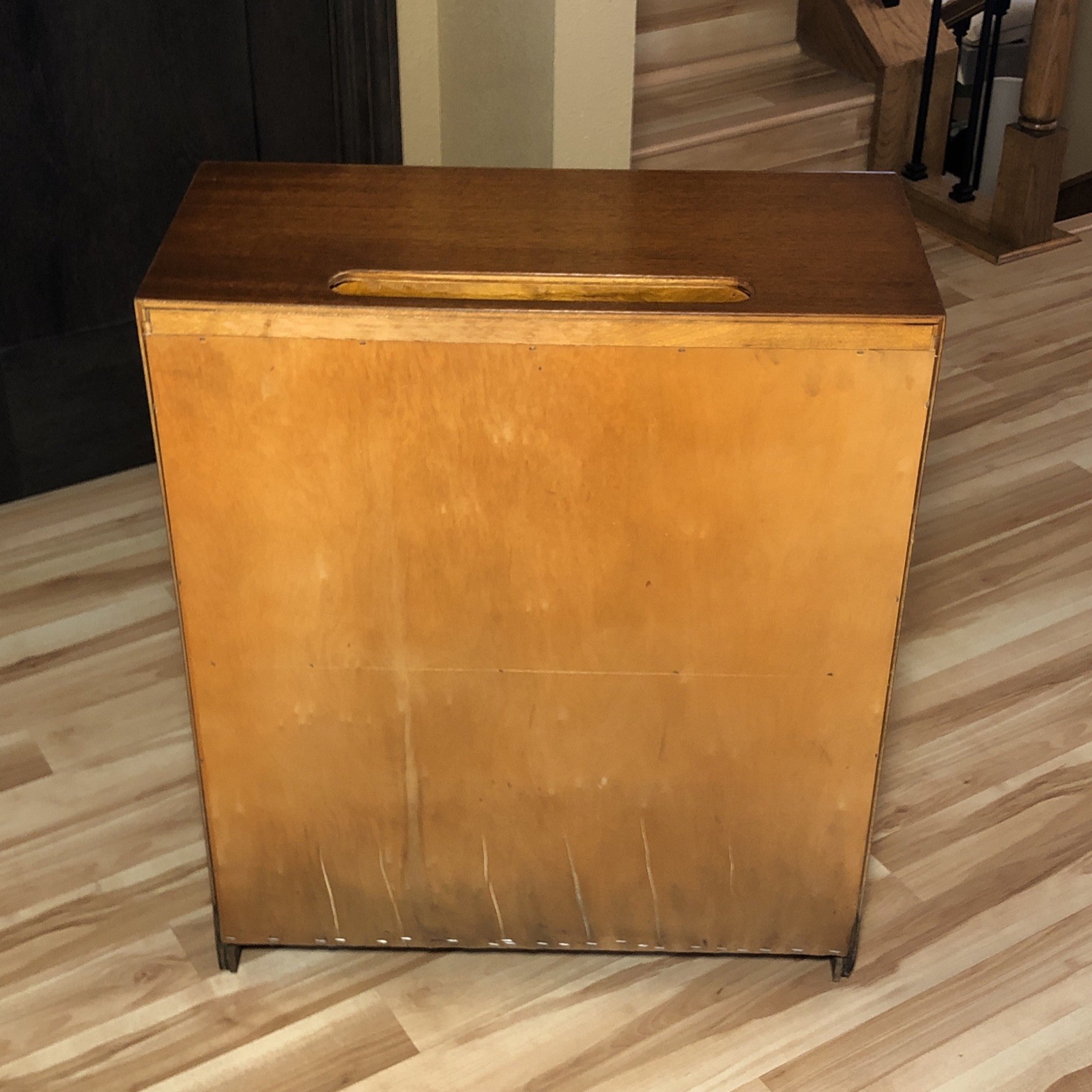 Midcentury Mahogany Wood Encyclopedia Bookcase Bookshelf Rounded Edges VTG MCM