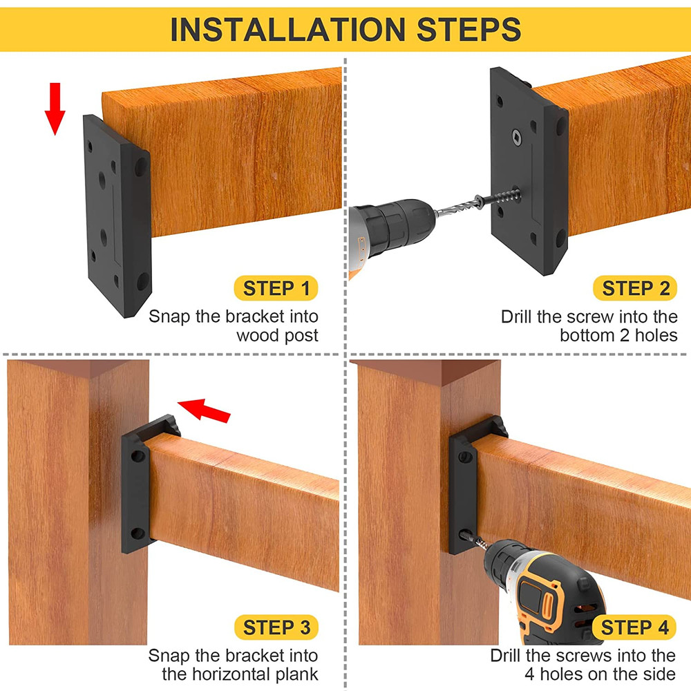 Deck Railing Bracket, 60PCS Deck Railing Connectors for 2X4 Wood Post with 360PC