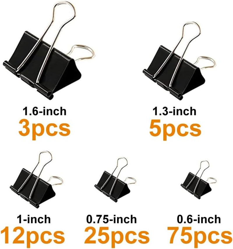 120Pcs Binder Clips Assorted Size Office Clips with Clear Storage Container