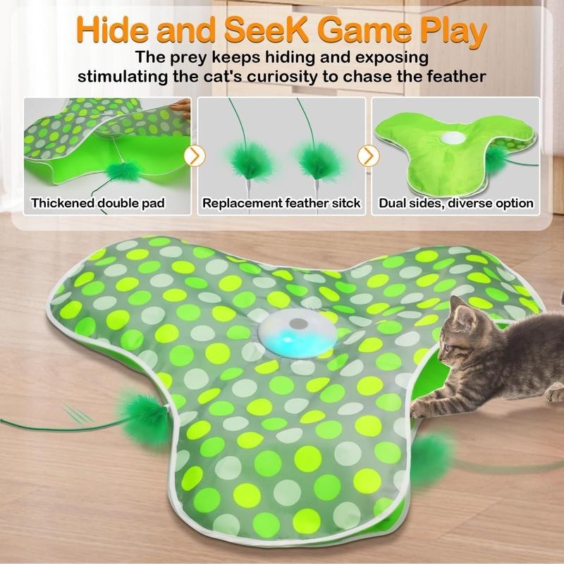 Interactive Cat Toys Rechargeable,MovingConcealed Feathers,Real Mouse Sque