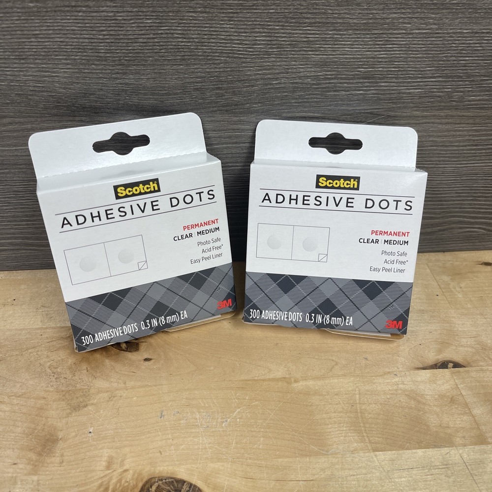 2 Pack Scotch Permanent Adhesive Dots-Medium Craft .3" 300/Pkg Each, 010-300M