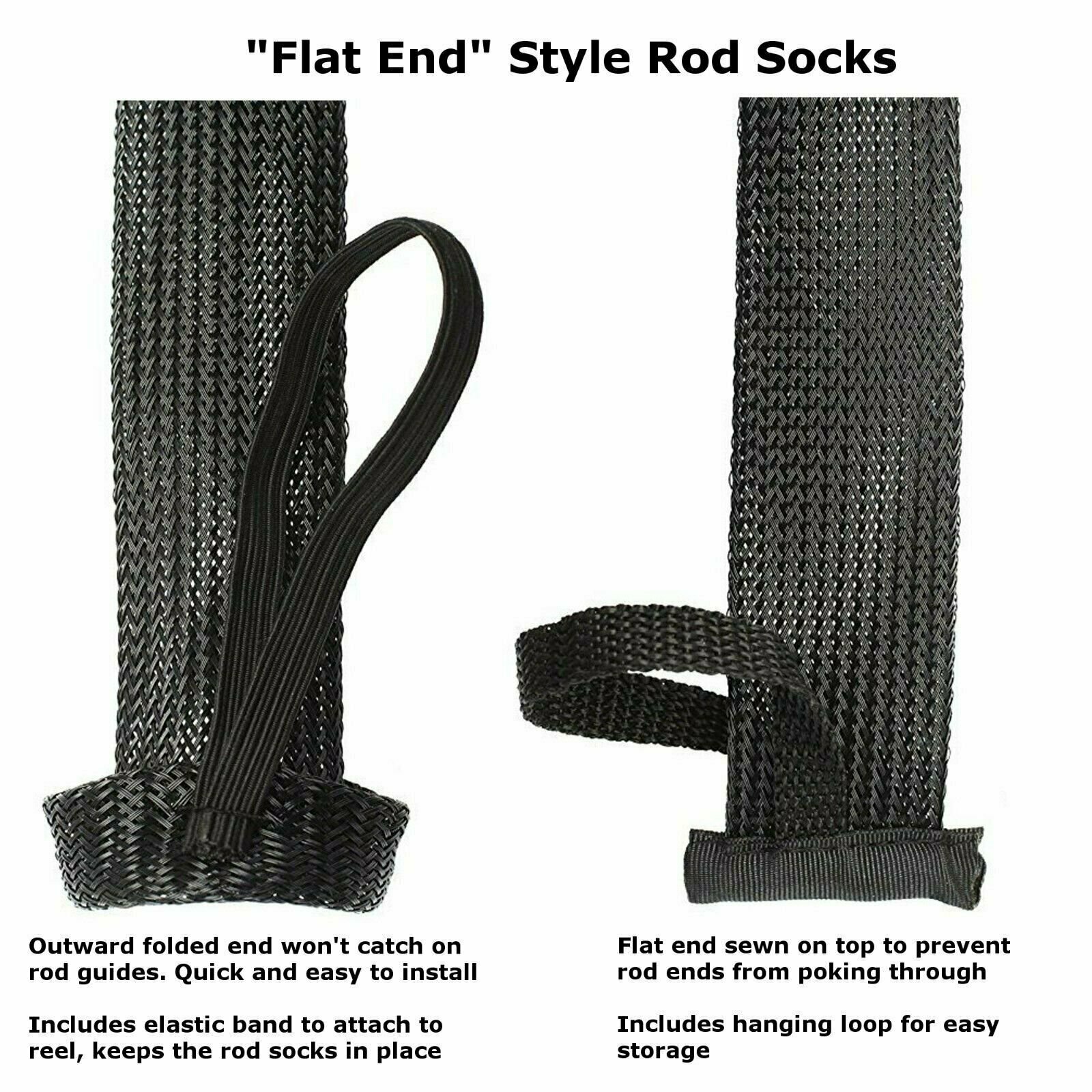 Reaction Tackle Fishing Rod Cover/ Rod Sleeve/ Rod Sock (2-Pack) Black