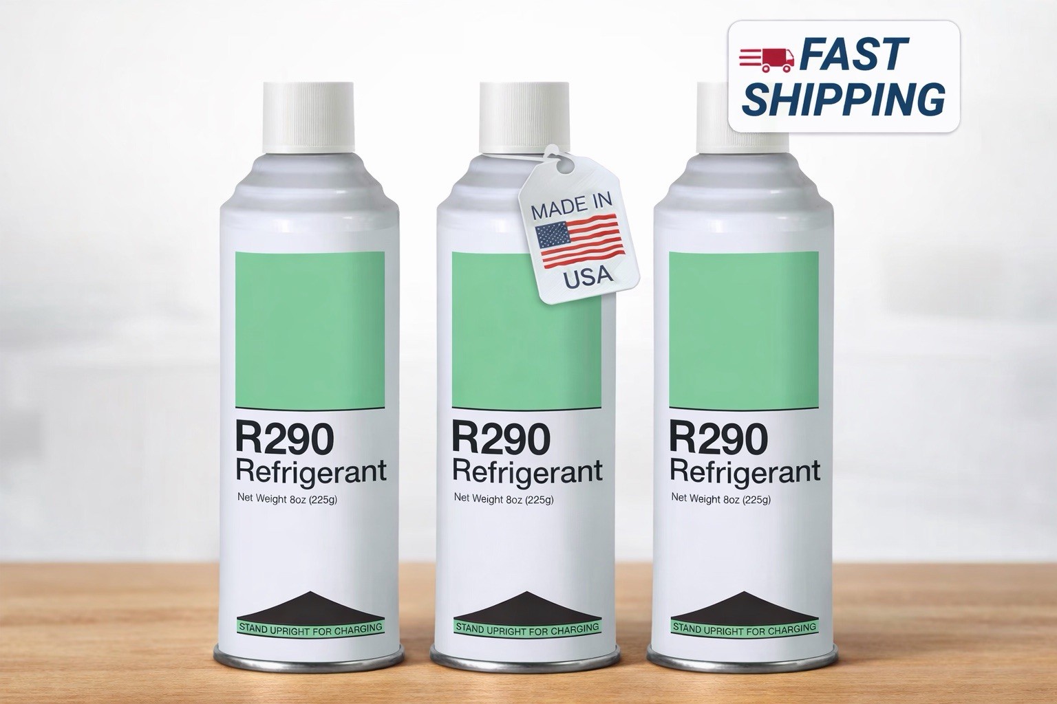 Leak Saver R290 Refrigerant 3-Pack - 8oz Upright Charging Self Sealing Can