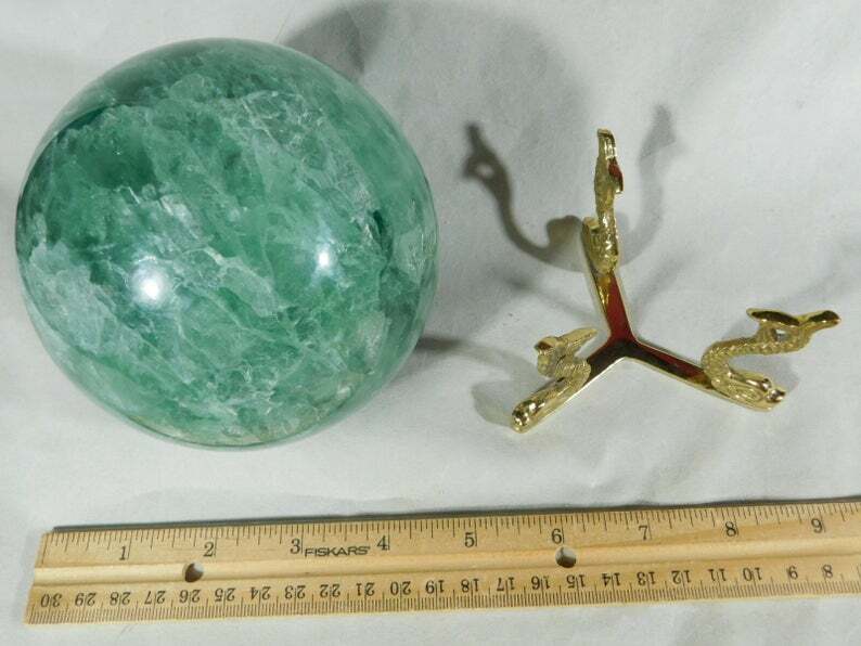 Sphere Stand DOLPHIN Design Brass Color Medium Size