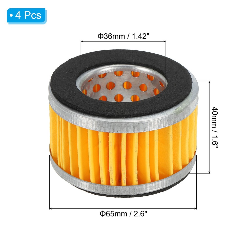 4Pcs 2.6x1.6 Inch Air Compressor Intake Paper Filter Elements Replacement Yellow