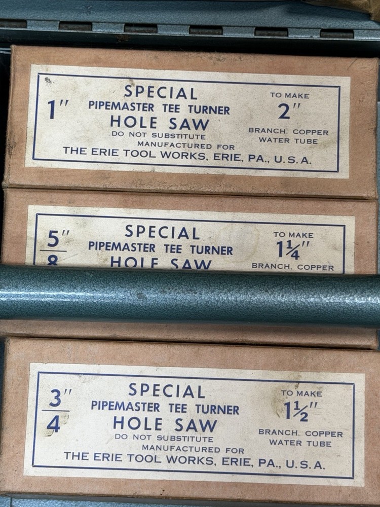 PIPEMASTER TEE-TURNER SET ERIE TOOL COMPLETE SET WITH EXTRAS GREAT SHAPE