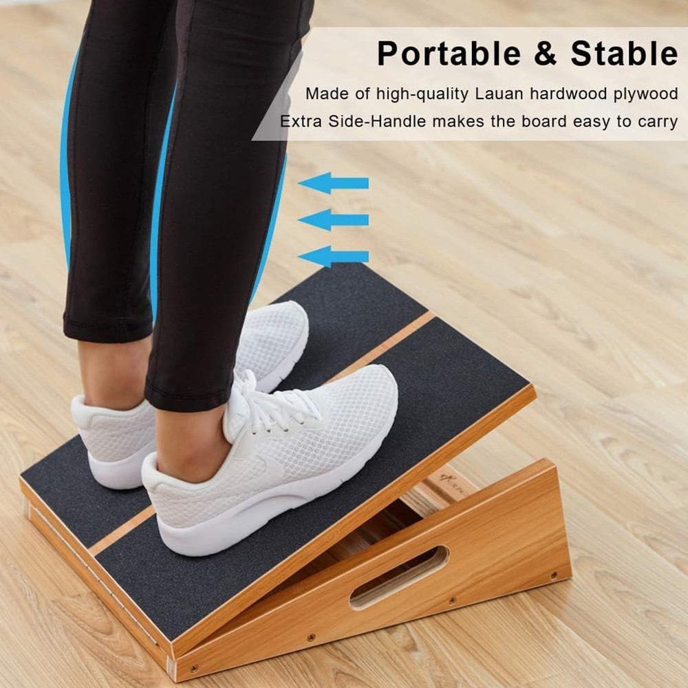 StrongTek Professional Wooden Slant Board, Adjustable Middle, Full-coverage