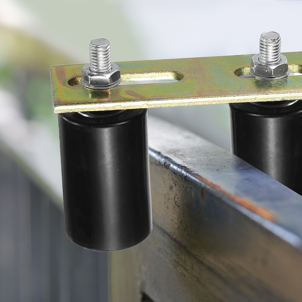 1Set Slide Gate Guide Roller, 2"x2-3/4" Nylon Gate Support & Bracket, Black
