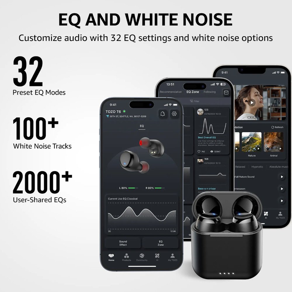 TOZO T6 Bluetooth Earbuds True Wireless with Touch Control BRAND NEW