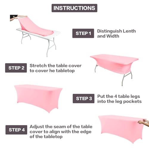 4FT Table Cloth for Rectangular Fitted Events Stretch 4 Ft - 1 Pc Light Pink