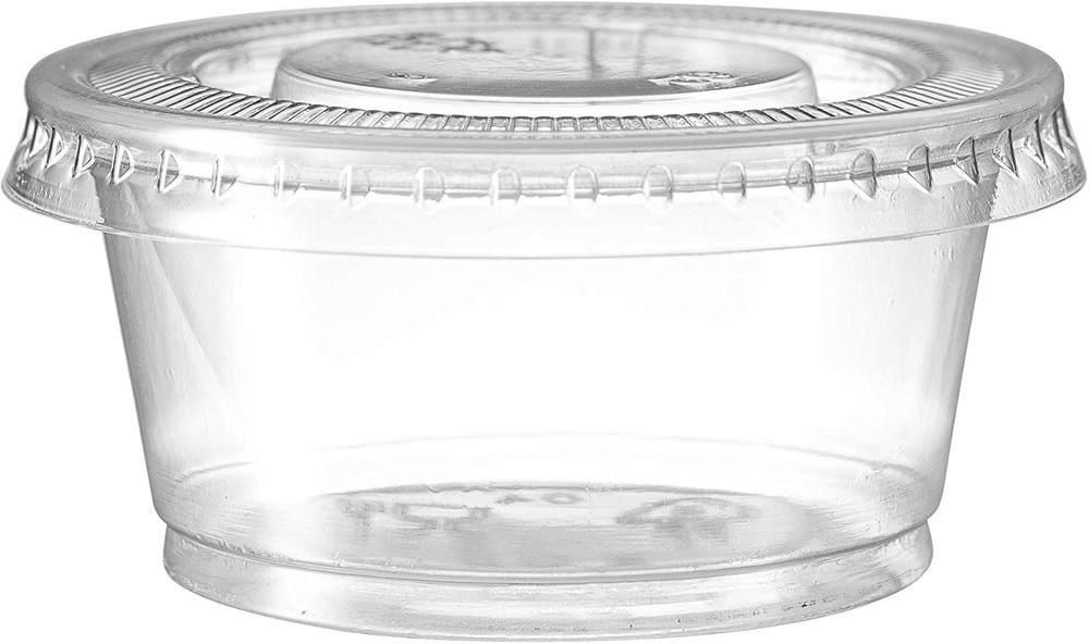 Portion Cups with Lids 2 Ounce, 200 Pack Disposable Plastic Cups for Meal Prep