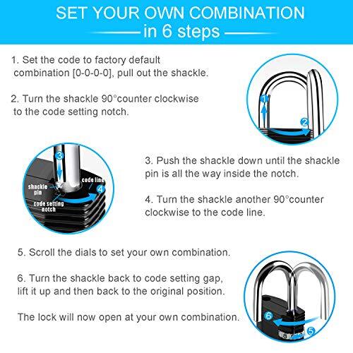Locker Locks With Code 4 Digit Waterproof Combination Lock For Gym School Locker