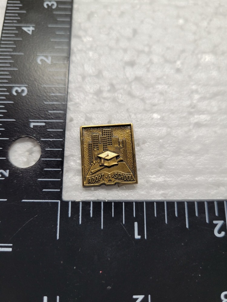 ADOPT A SCHOOL HAT LAPEL PIN PIN BACK USED (C0286)