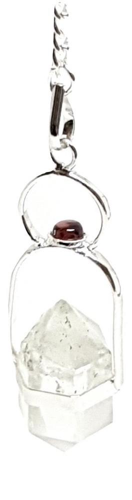 Pendulum Crystal Herkimer Diamond Garnet Double Terminated Gem Divination & Bag