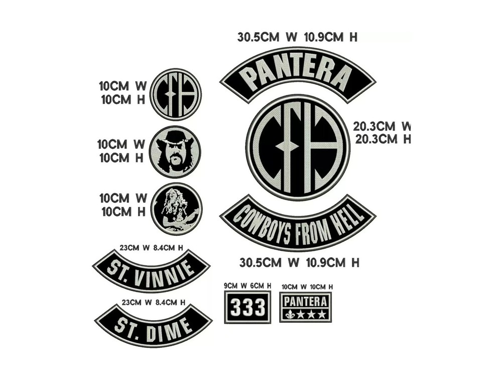 Pantera CFH Embroidered Patch Set: Cowboys From Hell - 10 PCS