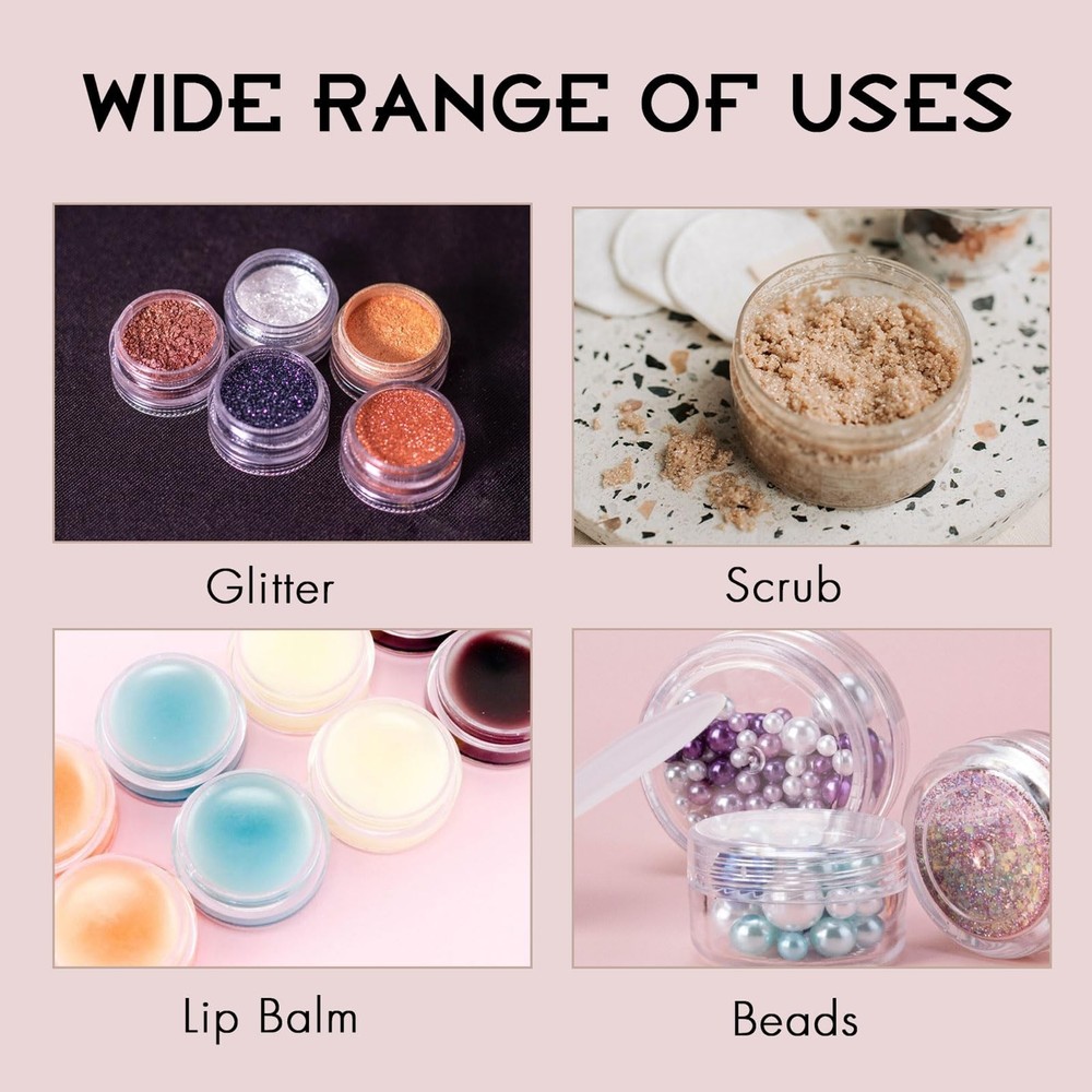 25 Count 3 Gram Sample Containers, Clear Lip Balm Containers with Lids, Small...