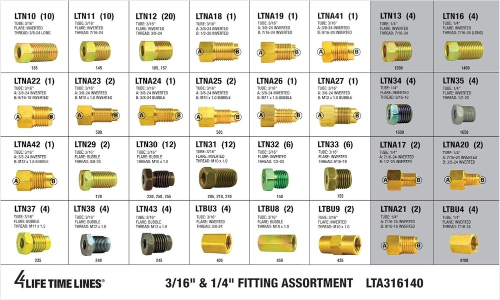Premium Brake Line Fitting Kit: Complete Assortment Including Union & Adapter...